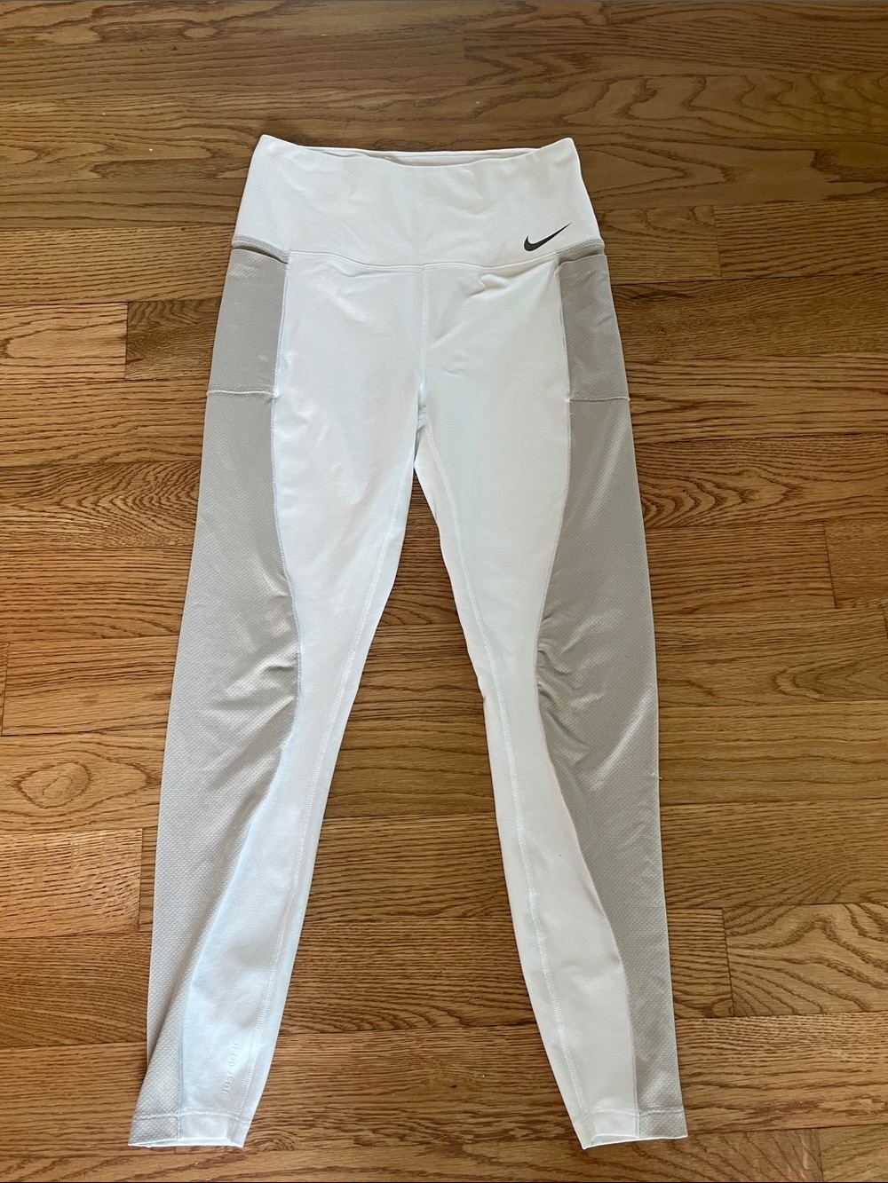 Nike White Leggings with Light Gray Side Panels
